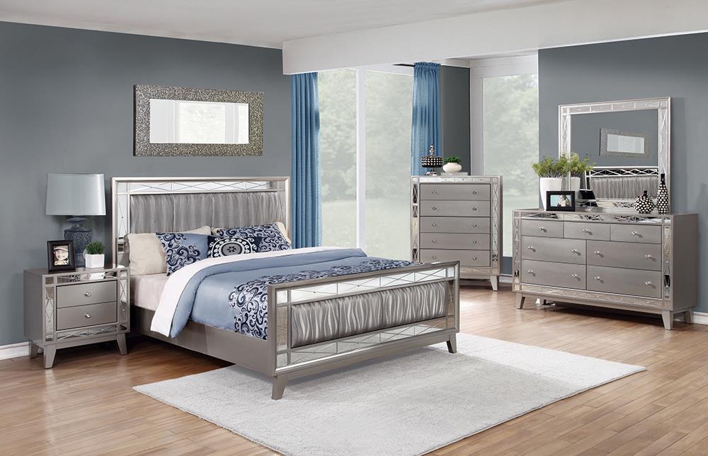 Leighton 5-Piece Queen Bedroom Set Metallic Mercury image