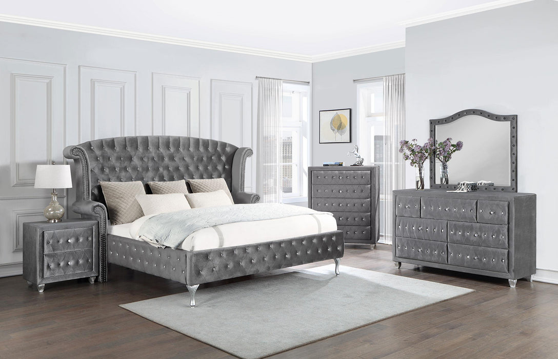 Deanna Upholstered Tufted 5-Piece Queen Bedroom Set Grey image