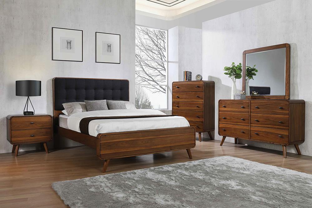 Robyn 4-Piece Queen Bedroom Set with Upholstered Tufted Headboard Dark Walnut image