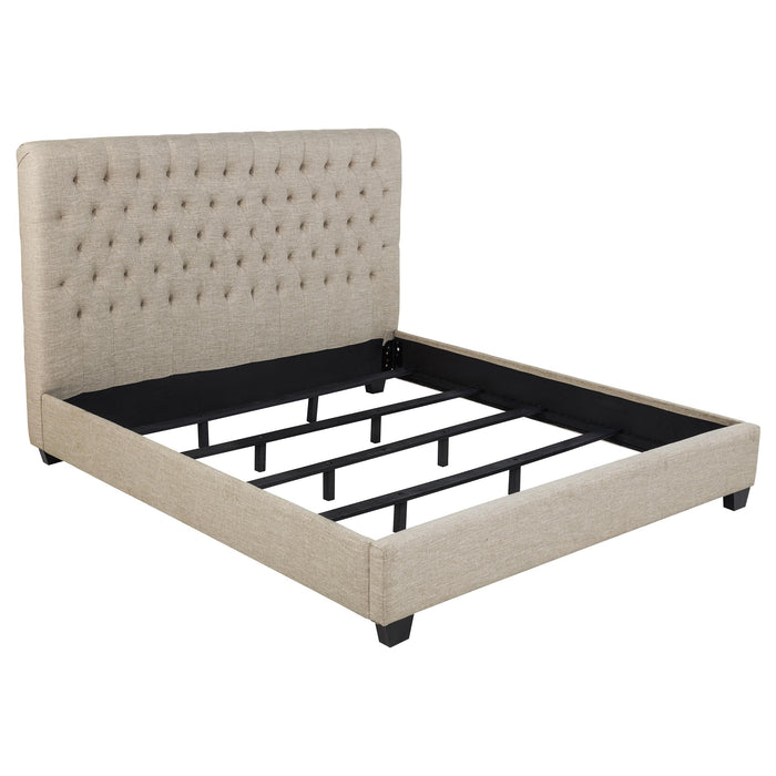 Chloe Tufted Upholstered Eastern King Bed Oatmeal image