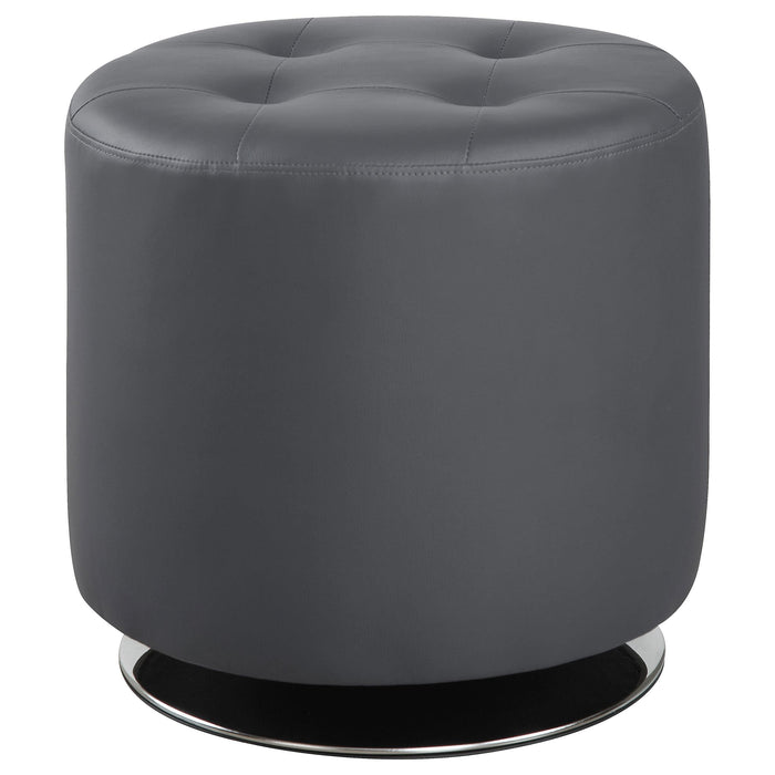 Bowman Round Upholstered Ottoman Grey image