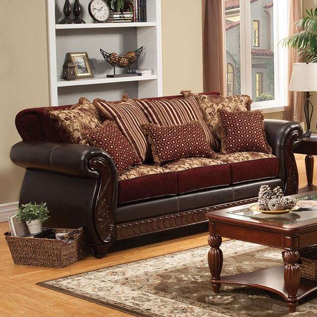 Franklin Burgundy/Espresso Sofa, Burgundy image