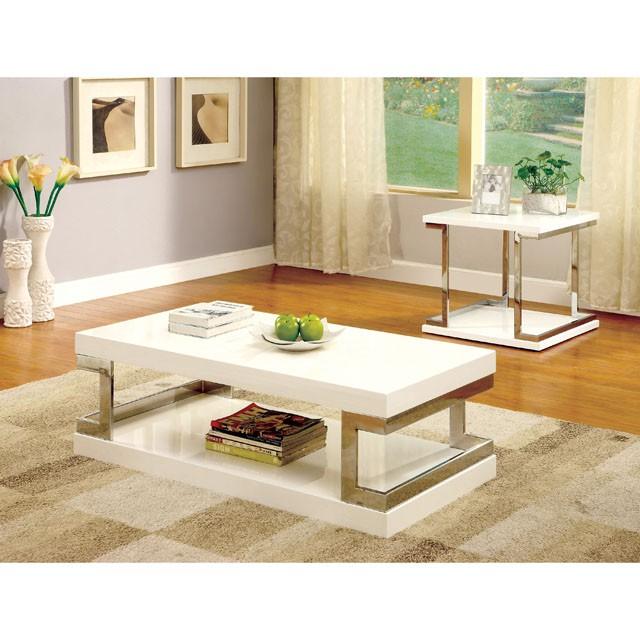 MEDA White/Chrome Coffee Table, White