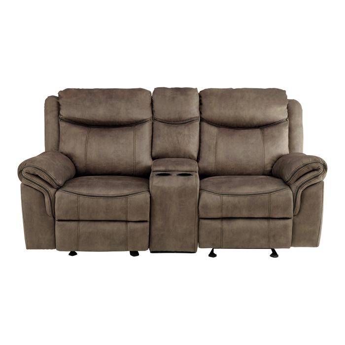 Aram Double Glider Reclining Loveseat in Dark Brown 8206NF-2 image