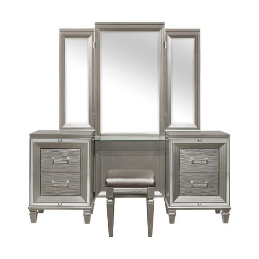 Tamsin 3pcs Vanity Dresser with Mirror in Silver Grey Metallic 1616-15 image