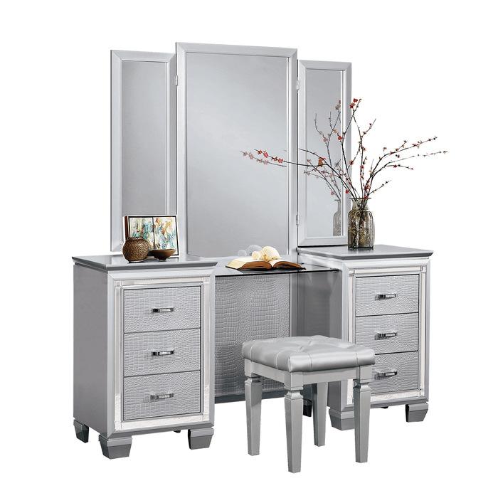 Allura Vanity Dresser with Mirror in Silver 1916-15