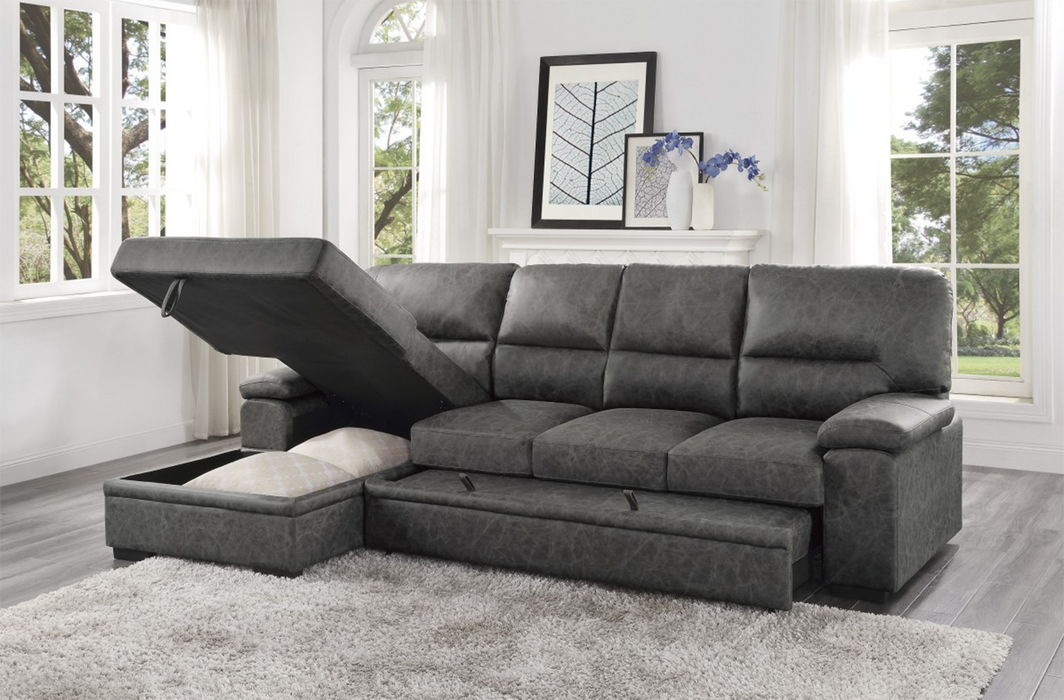 Michigan Sectional with Pull Out Bed and Left Chaise in Dark Gray 9407DG2LC3R